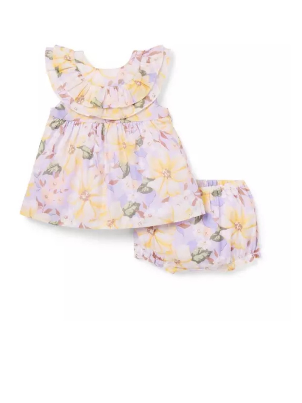 Janie and Jack Lavender and Yellow Floral Ruffle Dress with Bloomers